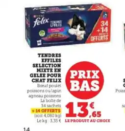 Super U FELIX Tendres effiles selection mixte en gelee pour chat offre