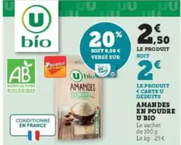 Super U Amandes en poudre u bio offre