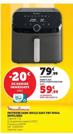 Super U MOULINEX Friteuse sans huile easy fry mega offre