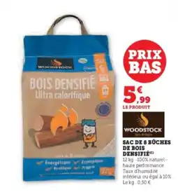 Super U WOODSTOCK Sac de 8 bûches de bois densifie offre