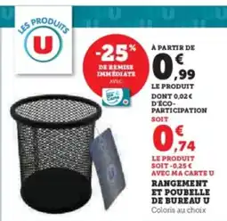 Super U Rangement et poubelle de bureau u offre