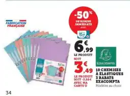 Super U EXACOMPTA 10 chemises à élastiques 3 rabats offre