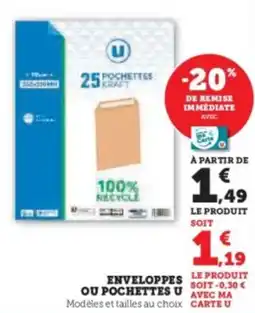 Super U Envelopps u ou pochettes offre