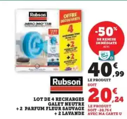 Super U Lot de 4 recharges galet neutre +2 parfum fleur sauvage +2 lavande offre