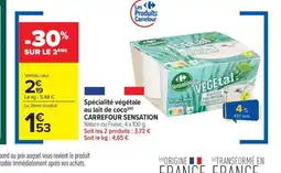Carrefour Market CARREFOUR SENSATION Spécialité végétale au lait de coco offre