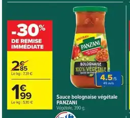Carrefour Market PANZANI Sauce bolognaise végétale offre
