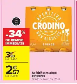 Carrefour Market CRODINO Apéritif sans alcool offre