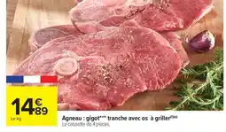 Carrefour Market Agneau: gigot tranche avec os à griller offre