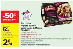 Carrefour Market CHARAL Plat cuisiné rognons de bœuf sauce au vin de Madère offre