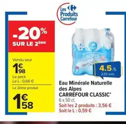 Carrefour Market CARREFOUR CLASSIC Eau Minérale Naturelle des Alpes offre