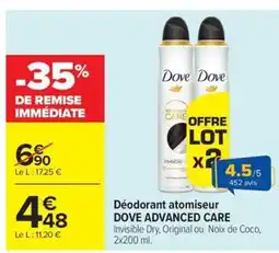 Carrefour Market DOVE ADVANCED CARE Déodorant atomiseur offre