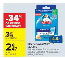 Carrefour Market CANARD Bloc nettoyant WC offre