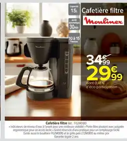 Carrefour Market MOULINEX Cafetière filtre offre