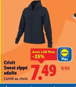Lidl CRIVIT Sweat zippé adulte offre