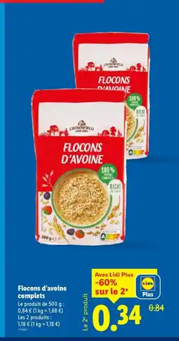Lidl Flocons d'avoine complets offre