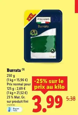 Lidl Burrata offre