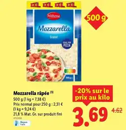 Lidl Mozzarella râpée offre