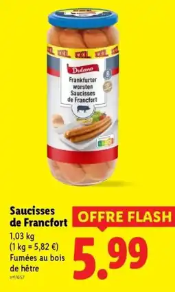 Lidl Saucisses de Francfort offre