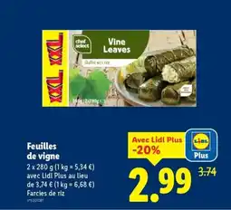 Lidl Feuilles de vigne offre