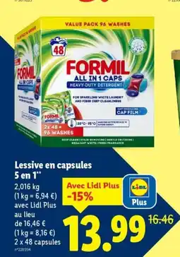 Lidl Lessive en capsules 5 en 1 offre