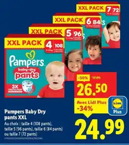 Lidl PAMPERS Baby Dry pants XXL offre