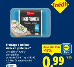 Lidl Fromage à tartiner riche en protéines offre