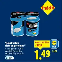 Lidl Yaourt nature riche en protéines offre