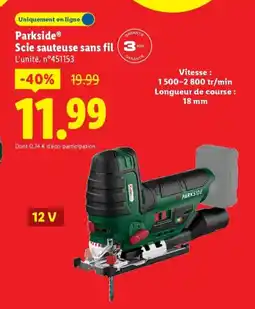 Lidl PARKSIDE Scie sauteuse sans fil offre