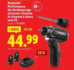 Lidl PARKSIDE Performance Set de démarrage perceuse-visseuse et visseuse à chocs sans fil offre