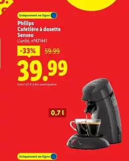 Lidl PHILIPS Cafetière à dosette Senseo offre
