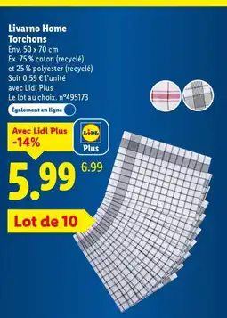 Lidl LIVARNO HOME Torchons offre