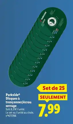 Lidl PARKSIDE Disques à tronçonner/écrou serrage offre