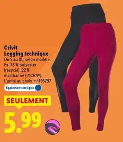 Lidl CRIVIT Legging technique offre