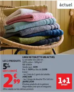 Auchan Linge de toilette uni actuel offre