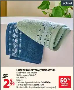 Auchan Linge de toilette fantaisie actuel offre