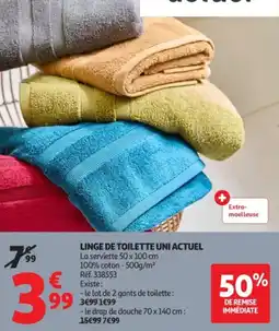 Auchan Linge de toilette uni actuel offre