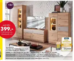 Möbel Martin Wohnwand Alteiche Nachbildung/grau matt offre