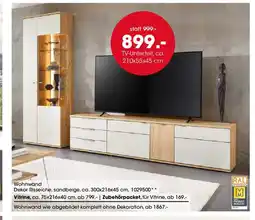 Möbel Martin Wohnwand Dekor Risseiche, sandbeige offre