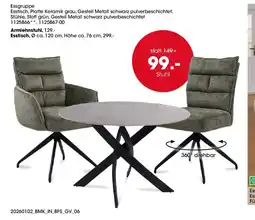 Möbel Martin Essgruppe Esstisch, Platte Keramik grau, Gestell Metall schwarz pulverbeschichtet offre