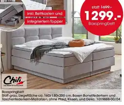 Möbel Martin Boxspringbett Stoff grau, Liegefläche offre