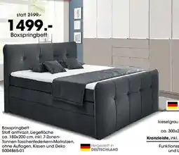 Möbel Martin Boxspringbett Stoff anthrazit, Liegefläche offre