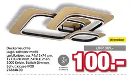 Möbel Martin Deckenleuchte Lugo, schwarz matt/ goldfarben offre