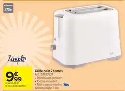 Carrefour Market Grille pain 2 fentes offre