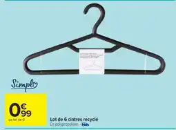 Carrefour Market Lot de 6 cintres recyclé offre