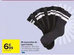 Carrefour Market Mi-chaussettes de sport homme offre