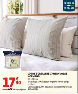 Auchan Lot de 2 oreillers d'antan colas normand offre