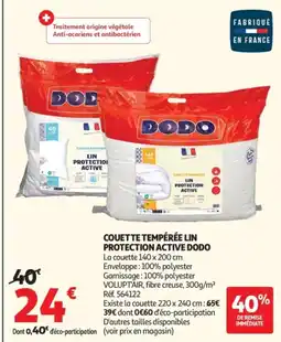 Auchan Couette tempérée lin protection active dodo offre