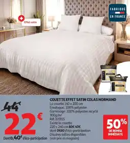 Auchan Couette effet satin colas normand offre