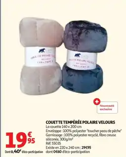 Auchan Couet te tempérée polaire velours offre