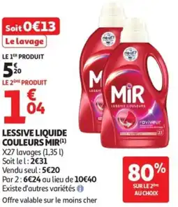 Auchan Lessive liquide couleurs mir offre